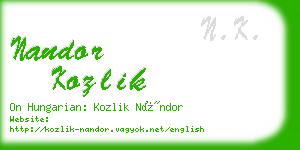 nandor kozlik business card